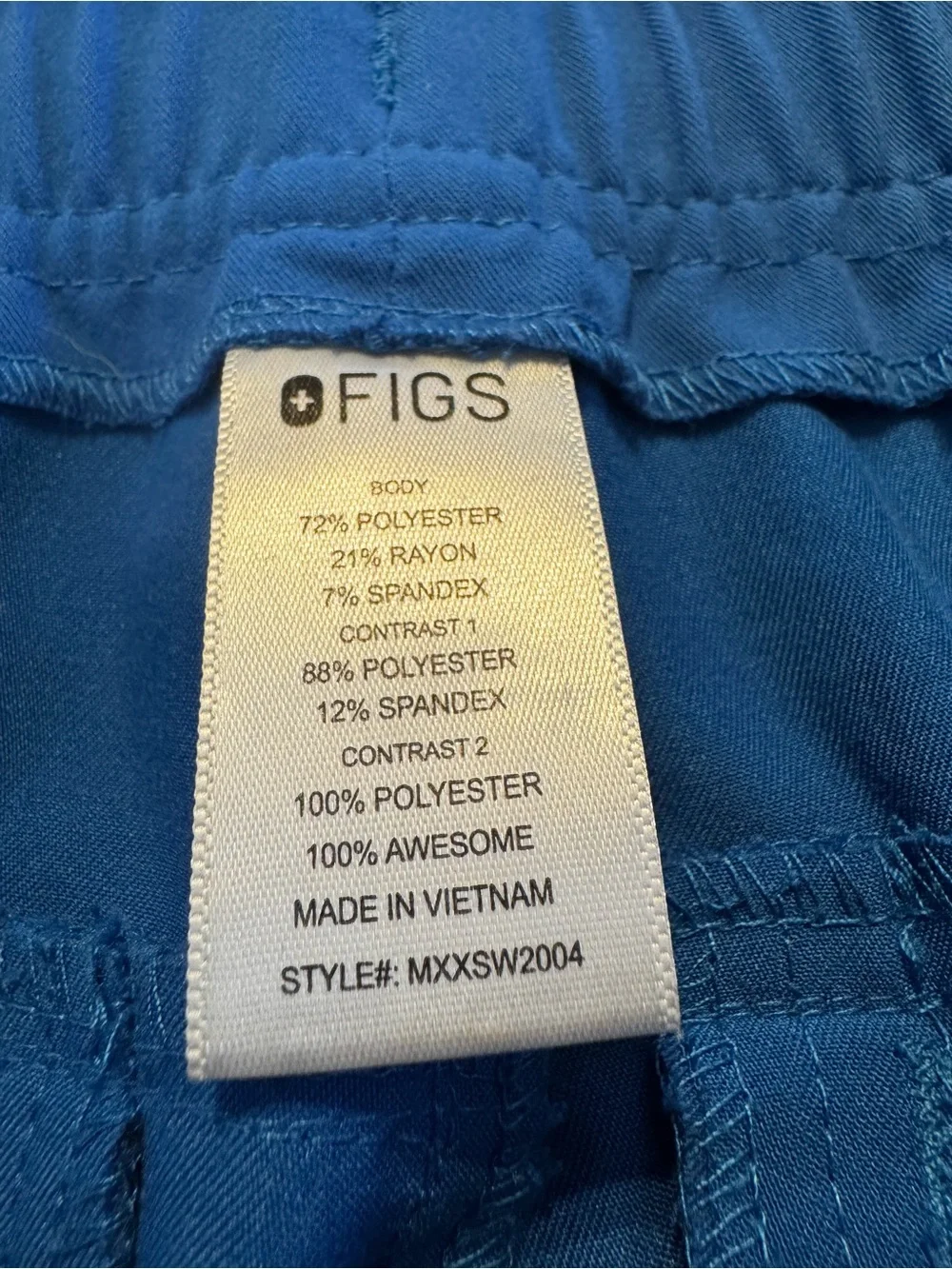 Men's FIGS royal blue jogger scrub pants, elastic waistband multiple pockets, M.